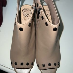 Vince Camuto Edia Leather Soft Nappa Silk women's Studded Cone Heels open toe